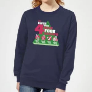 Image of Elf Food Groups Womens Christmas Sweatshirt - Navy - L
