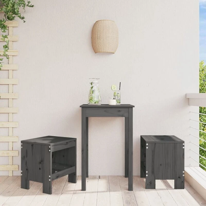 Image of vidaXL Garden Stools 2 pcs Grey 40x36x45cm Solid Wood Pine, Grey 825340