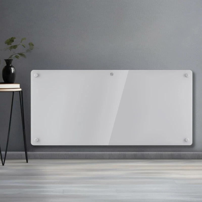 Image of Electric Glass Panel Heater Wall Mounted 2000W Thermostat And Timer - White WGPH2