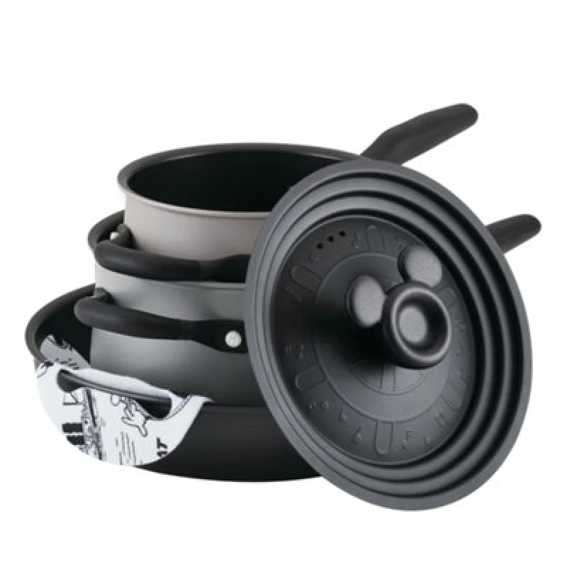 Image of Meyer Meyer Disney Stackable 4 Piece Non Stick Pan Set - Disney 100 Steamboat Willie Limited Edition in Black One Size Unisex 5011275181009