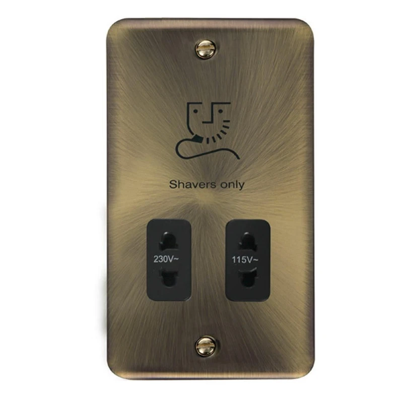 Image of SE Home Curved Antique Brass Shaver Socket 115v/230v Gold