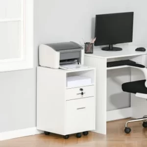Image of Vinsetto Mobile File Cabinet Home Filing Furniture with Lock, Drawers and Adjustable Partition for Office and Living Room, 38.8x40x60cm, White