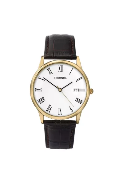 Edwards 38mm Gold Watch Round Case White Dial