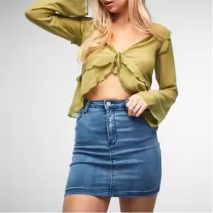 image of Missguided Recycled Stretch Denim Mini Skirt - Beige