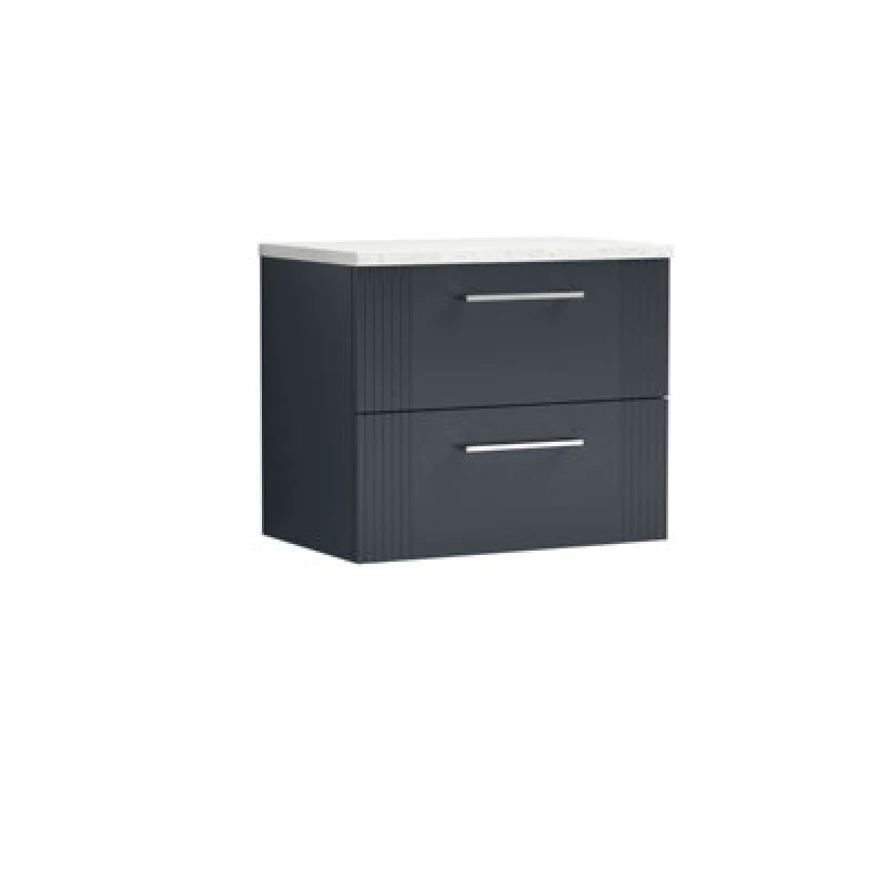 Image of Balterley 2 Drawer Wall Hung Vanity Sparkle White Laminate Worktop 600mm Grey