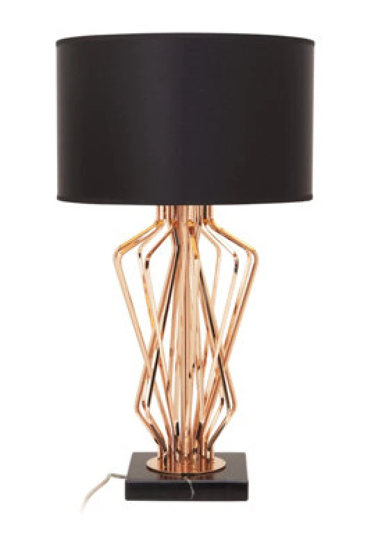 Image of Orsina Modern Table Lamp With Black Fabric Shade, Bronze Metal Frame And Marble Base, Contemporary Desk Lamp