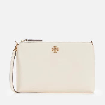 image of Tory Burch Womens Kira Pebbled Top Zip Cross Body Bag - New Cream