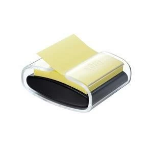 Image of Original Post It Pro Z Note Dispenser Black Clear with 1 Z Notes Pad 76mm x 76mm