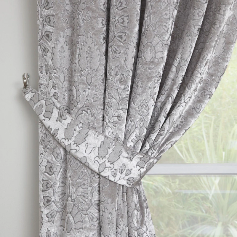 Image of Curtina Trinity Jacquard Curtain Tiebacks Silver