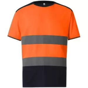 Image of Yoko Mens Two Tone Hi-Vis T-Shirt (L) (Orange/Navy) - Orange/Navy