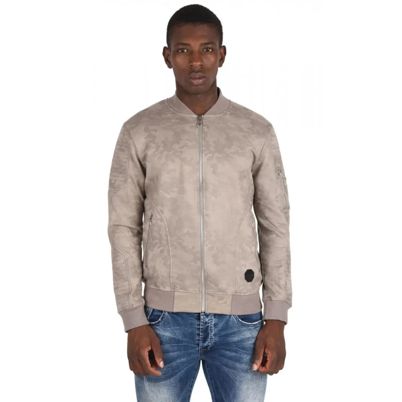Image of Project X Paris Biker-effect suede camo jacket Project X Paris Gris Male S