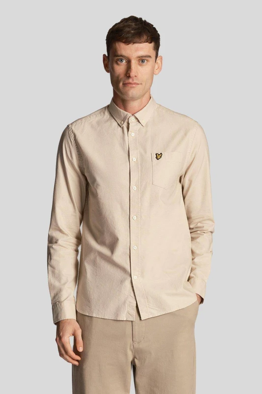 Image of Lyle & Scott Oxford Long Sleeve Shirt Ecru Ecru