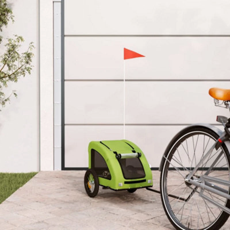 Image of vidaXL Pet Bike Trailer Green Oxford Fabric and Iron, Green 93955