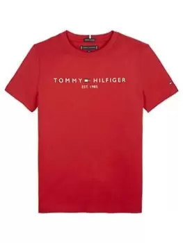 Tommy Hilfiger RUBIS boys's Childrens T shirt in Red. Sizes available:8 years,10 years,12 years