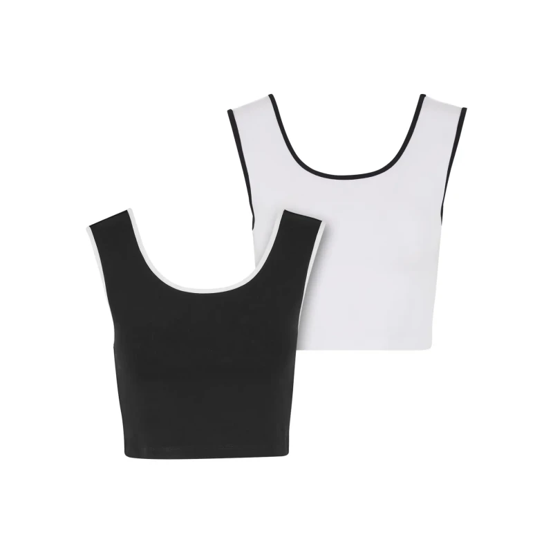 Image of Urban Classics Womens cropped tank top Urban Classics Contrast Noir Female XS