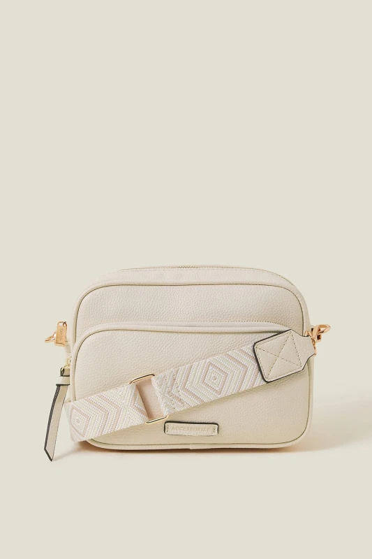 Image of Accessorize Womens Dina Double Zip Cross-Body Bag in Cream Cream Female One Size