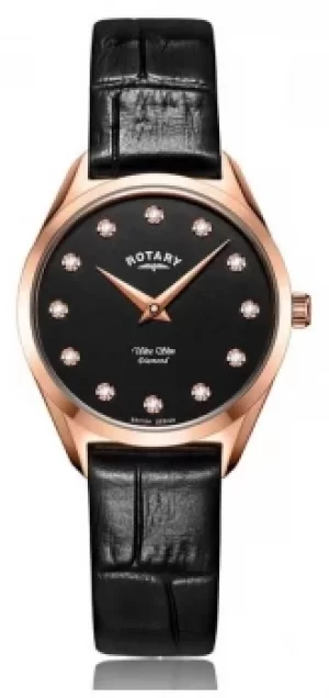 image of Rotary Ultra Slim Womens Rose Gold Diamond LS08014/04 Watch