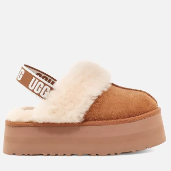 image of UGG Womens Funkette Suede Flatform Slippers - Chestnut - UK 7