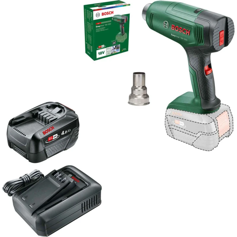 Image of Bosch EASYHEAT 18V-500 18v P4A Cordless Hot Air Heat Gun 1 x 4ah Li-ion Charger No Case EASYHEAT 18V-500