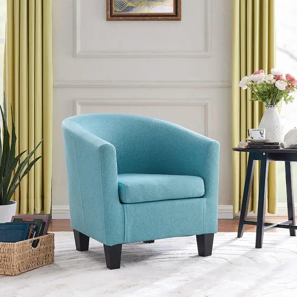 image of Home Detail Canberra Tub Chair Accent Chair With Wooden Legs Blue