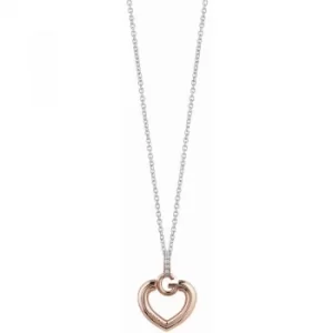 Image of Ladies Guess Two-Tone Steel and Rose Plate Gisele Bold G Heart Nacklace