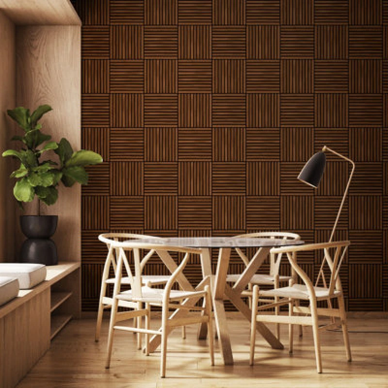 Image of Hoopla Walls Square Slat- Walnut (10M Wallpaper)