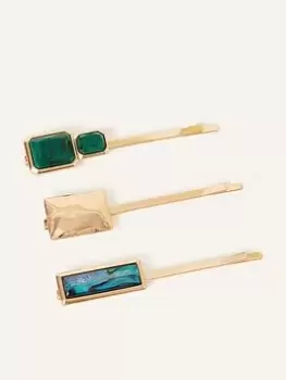 image of Accessorize 3 X Resin & Square Slides, Green, Women