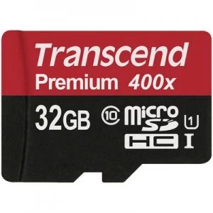 Image of Transcend Premium 400x microSDHC card 32GB Class 10, UHS-I