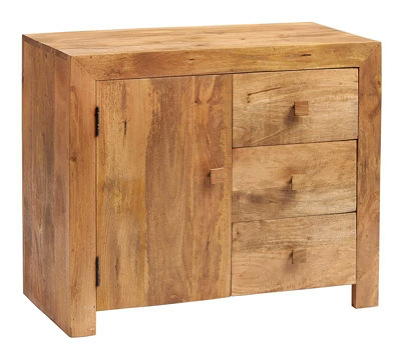 Image of Buttercup Farm Toko Light Mango 3 Drawer Sideboard - Solid Mango Wood - L45 X W88 X H75 Cm