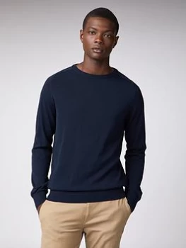 Image of Ben Sherman Cotton Crew Neck Jumper - Navy, Size L, Men