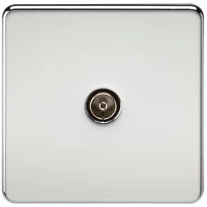 Image of KnightsBridge Coaxial TV Outlet 1G Screwless Polished Chrome Un-Isolated Wall Plate