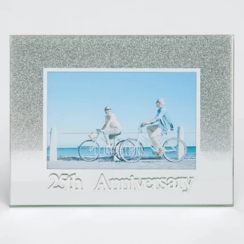 Image of 5" x 3.5" Silver Glitter Frame - 25th Anniversary