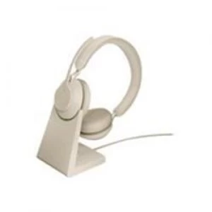 Image of Jabra Evolve2 65 USB-A MS Stereo Headset with Desk Stand - Beige