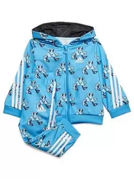 Image of adidas Favourites Toddler Boys 3 Stripe Print Zip Through Hoodie & Jogger Set - Light Blue, Size 12-18 Months