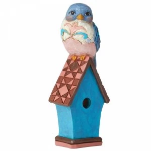 image of Bluebird on Birdhouse Mini Figurine