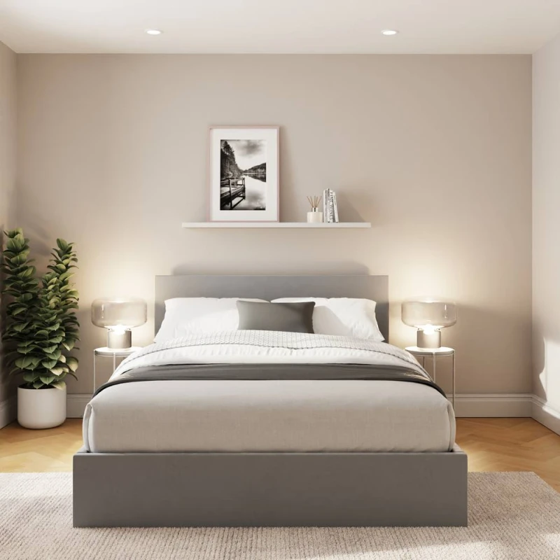 Image of GFW End Lift Ottoman Storage Bed Velvet in Charcoal Size: King Charcoal Unisex King