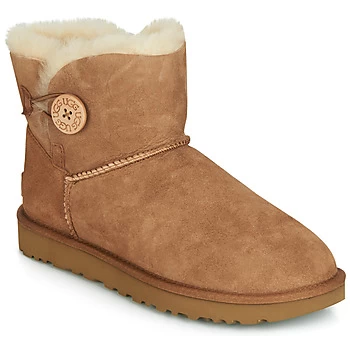 image of UGG MINI BAILEY BUTTON II womens Mid Boots in Brown,4,5,3.5,7.5,8.5