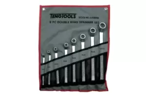 image of Teng Tools 6308mm 8 Piece Double Ring Spanner Set in Tool Roll