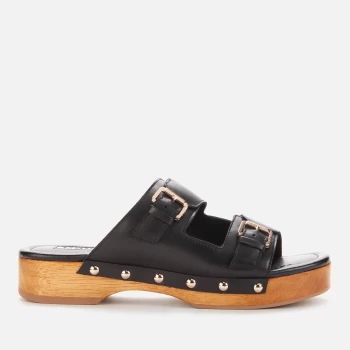 Image of Dune Womens Juniper Leather Clog Sandals - Black - UK 3