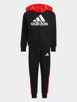 Image of adidas Badge Of Sport Logo Fleece Set, Black, Size 4-5 Years, Women