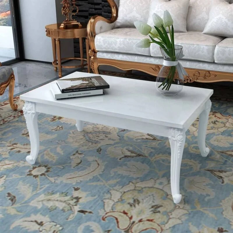 Image of vidaXL Coffee Table 100x60x42cm High Gloss White