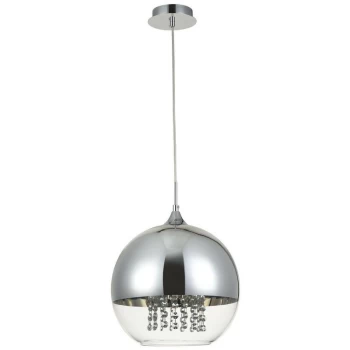 Image of Maytoni Lighting - Fermi Dome Ceiling Pendant Lamp Nickel & Crystal, 1 Light, E27