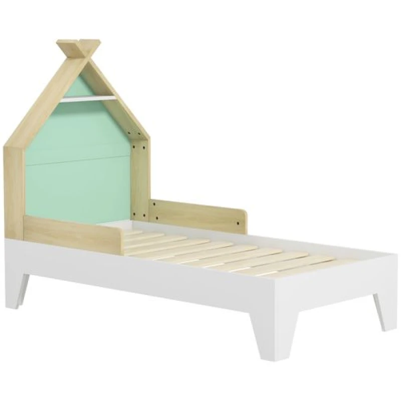 Image of AIYAPLAY Toddler Bed Frame Bedroom Furniture w/ Guardrails, 144 x 74 x 110cm, Green 313-015V80GN