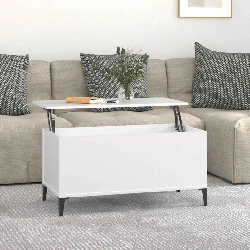 Image of Vidaxl Coffee Table White 90X44.5X45cm Engineered Wood, White 819588