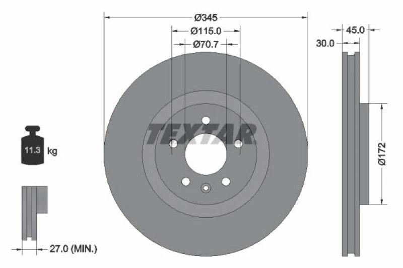 Image of Brake disc TEXTAR 92323705