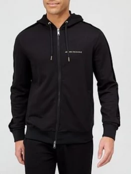 Image of Armani Exchange Gold Logo Zip Through Hoodie Black Size 2XL Men