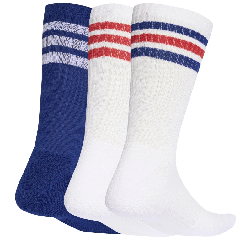 Image of adidas 3 Pack Crew Socks Adults White/Navy/Red unisex L 8.5-10