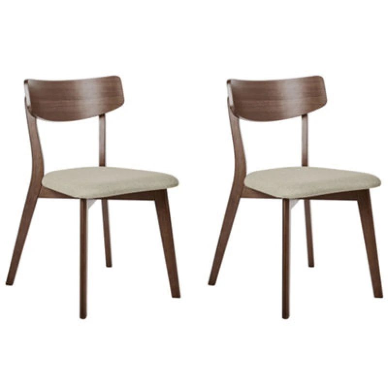 Image of Beliani Set Of 2 Dining Chairs Hope Wood Brown/ Beige