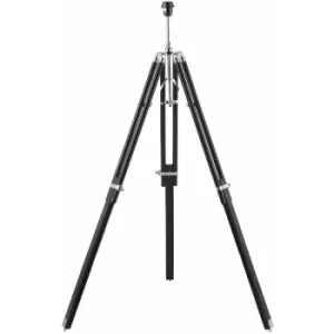 Image of Adjustable Tripod Floor Lamp Dark Wood Standing Height Living Room Light Base