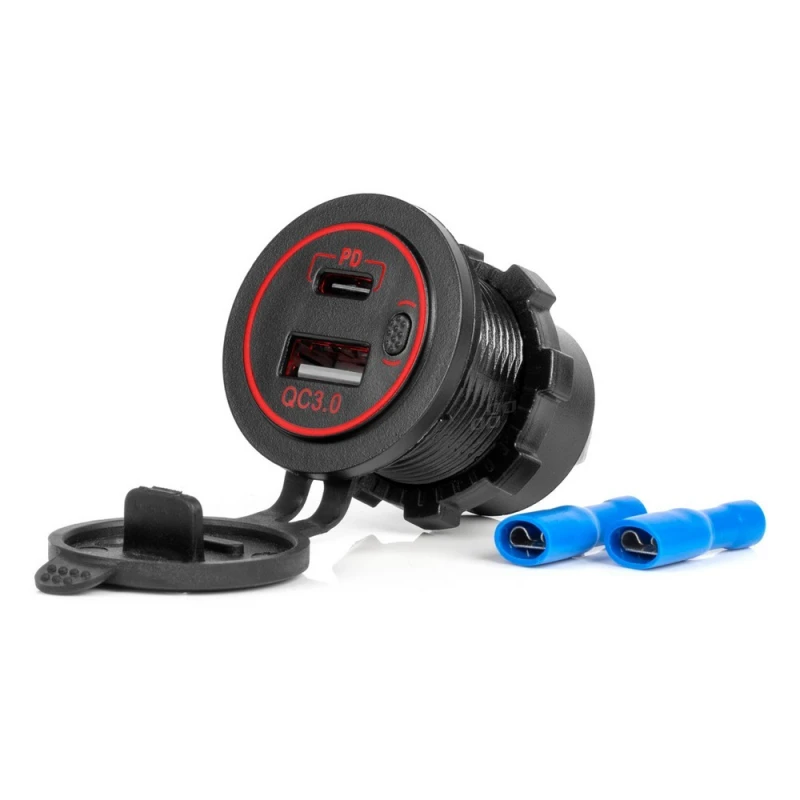 Image of AMiO 04221 Car mobile phone charger with moisture protection, Number of inlets/outlets: 2, Quick Charge 3.0 Car mobile phone charger (100026)